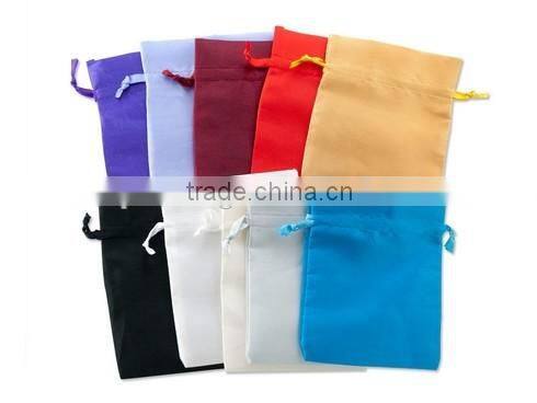 Recycled luxury satin gift bag for jewelry two layers,satin line pouch bags,velvet outside satin inside