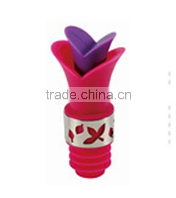 Guangdong Lily shape wholesale metal parts silicone wine bottle stopper