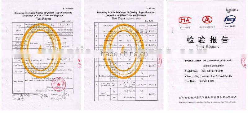 golden color design PVC laminated gypsum ceiling tiles/boards