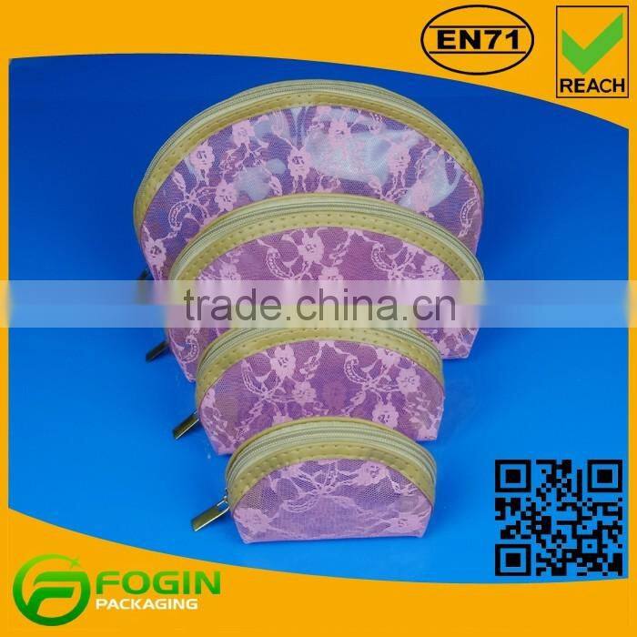 pink beauty pouch bag for cosmetic with mesh