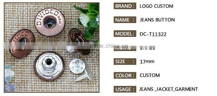 17mm jeans buttons and rivets metal tack buttons for jeans