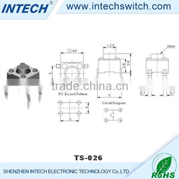 DC 12V 0.5A tact switch light contact switch