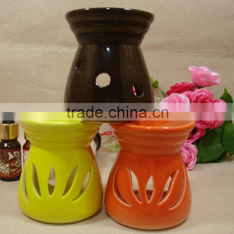 Unique design Green color bamboo shape ceramic Fragrance Oil Burner set