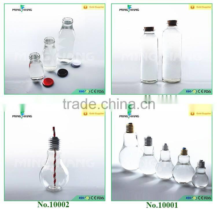100ml/250ml/300ml/400ml/750ml bulb shape strange shape glass drinking bottles for beverage with caps wholesale