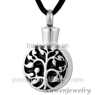 black enamel tree of life 316l stainless steel cremation pendant keepsake items