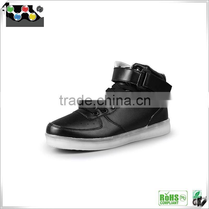 HOT Selling!! 2016 New product black comfortable led shoes with battery for men
