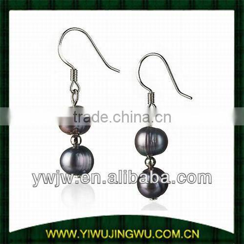2013 latest fashion black pearl earring with diamond(JW-G6059)