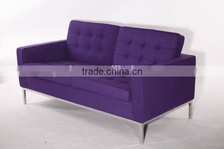 Two seat color wool fabric living room furniture deep purple sofa sale