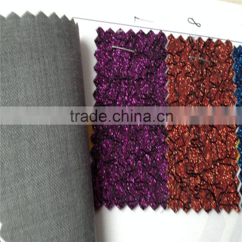 2014 hot sale PU glitter with flocking material,classical,shining