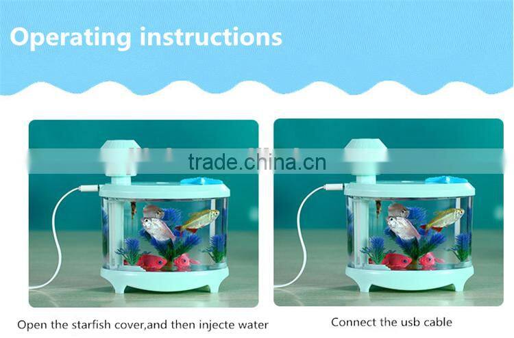 New arrival 3 in 1 usb mini humidifier night light fish tank mist diffuser for home office