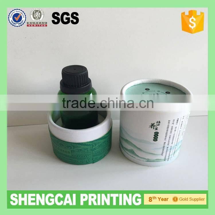 Black color with UV logo round paper tube box for 15ml bottle packing