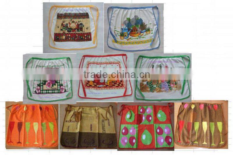 new design red color cotton cute half waist wholesale apron