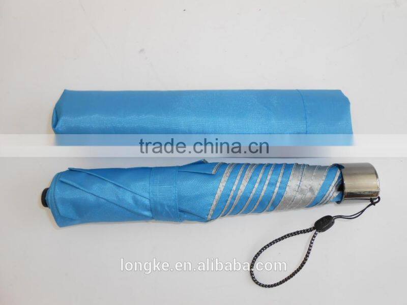 19"*6K Shining silver coating 3 fold pencil pocket umbrella