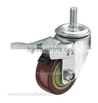 Single Bearing Swivel PVC Screw Industrial Casters With Brake