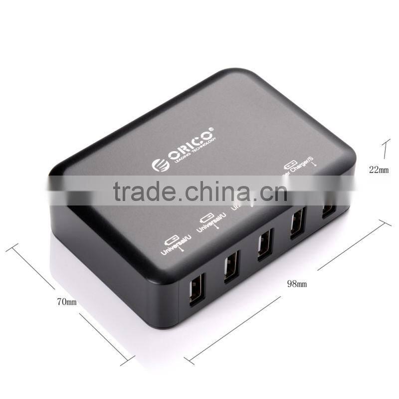 DCAP-5S 50W/5V 10A 5 port turbo usb charger smart 5 port usb charger