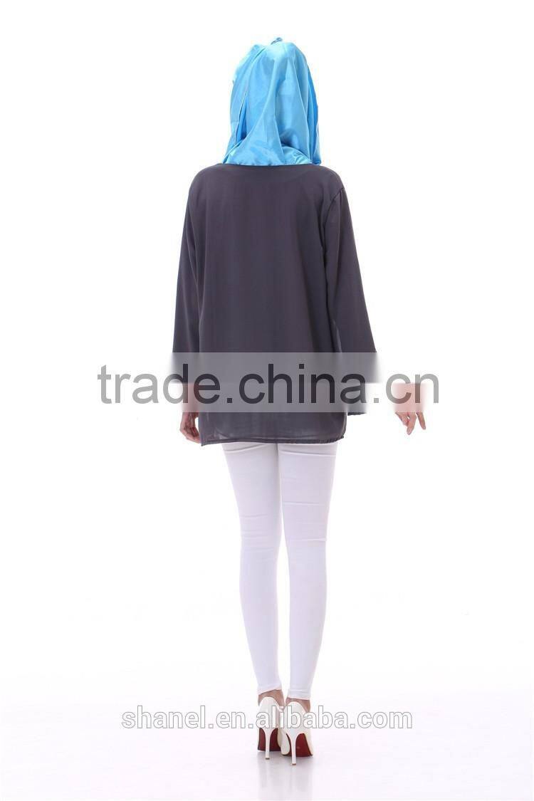 2016 latest design chiffon muslim women tops islamic tops blouse