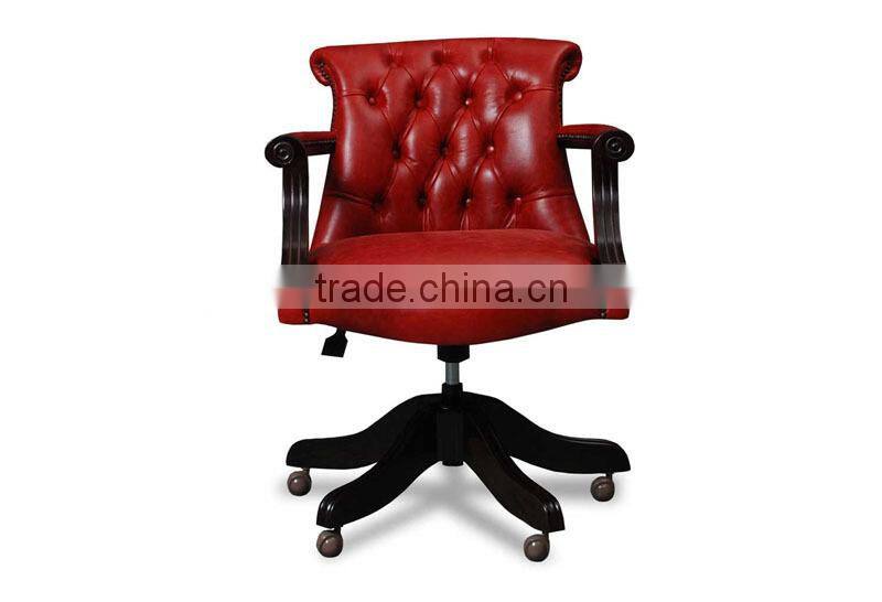Directors Style Leather Swivel Desk Chair