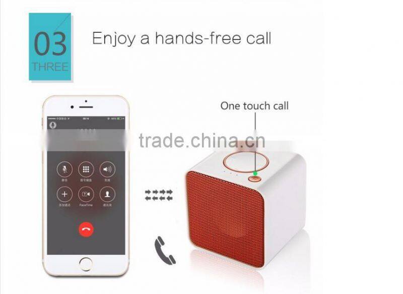 M-0322 mini square portable bluetooth speaker with hands-free call function + SD card slot