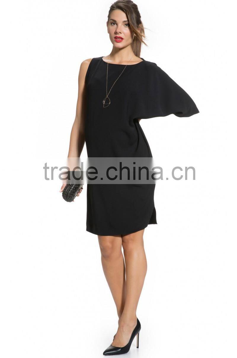 DRAPE SLEEVE MATERNITY DRESS IN BLACK maternity clothes,one shoulder maternity clothing, preganet dress