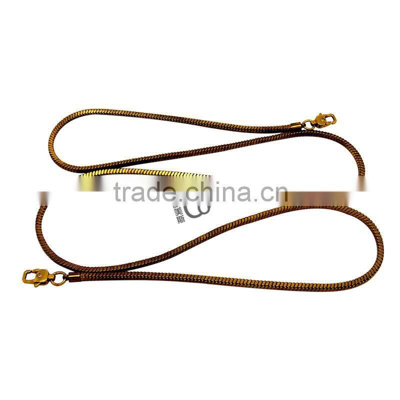 Fashion brass metal handbag long chain