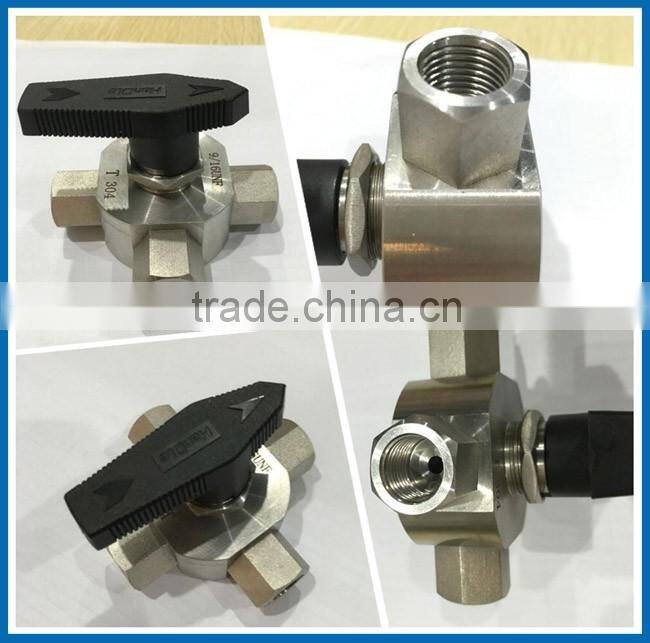 9/16-18 UNF thread four way ball valve with high pressure