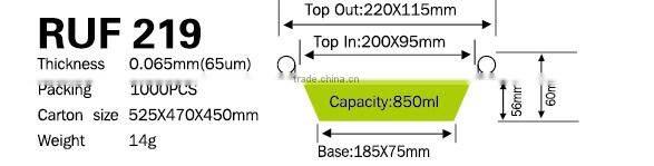 2016 Disposable Aluminum Dinnerware 850ml Foil Container