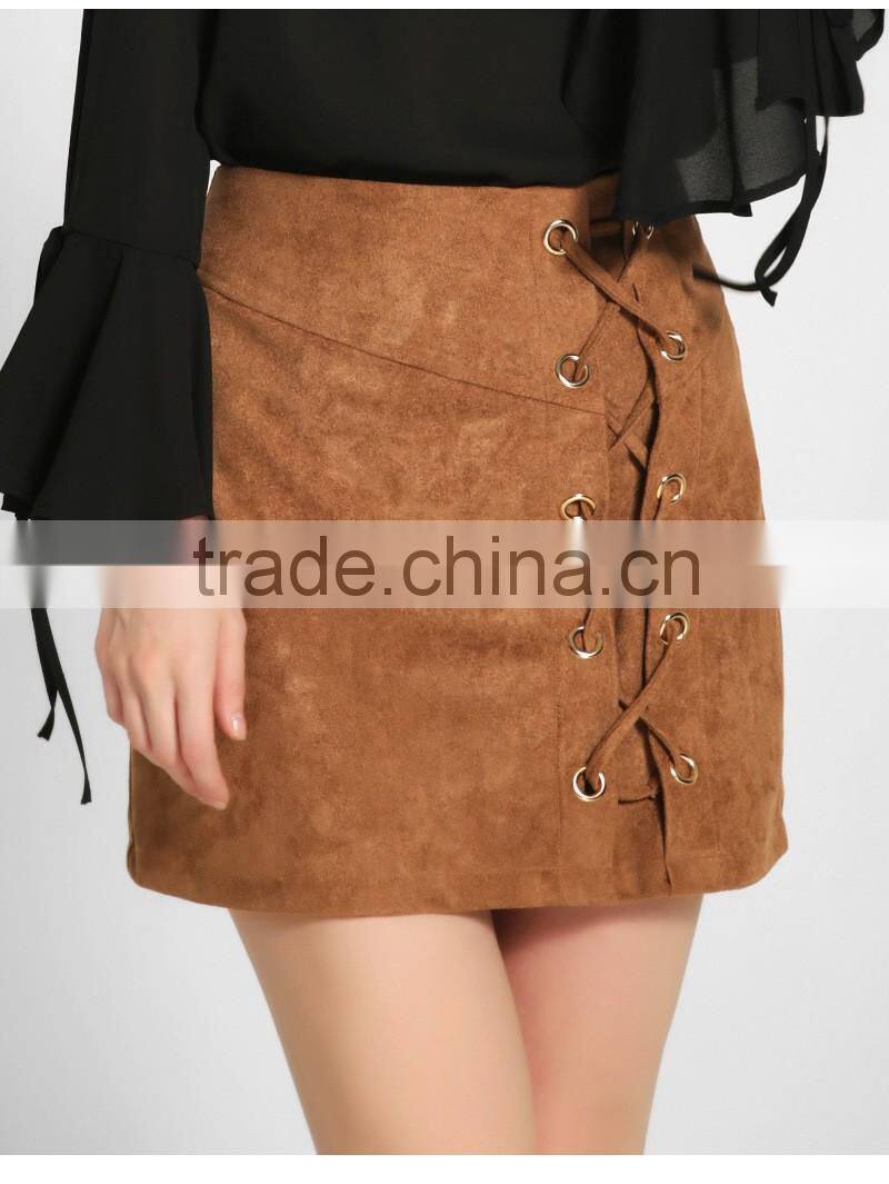 Bonvatt Fashion sexy high waist belt suede package hip skirt