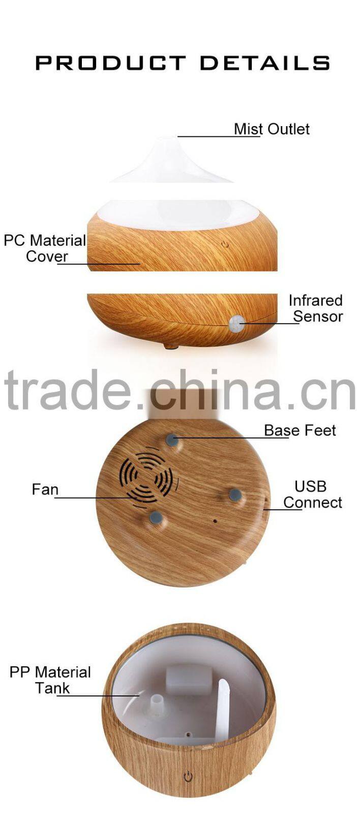GX DIFFUSER wooden grain aroma diffuser / usb diffuser with adapter GX-B06