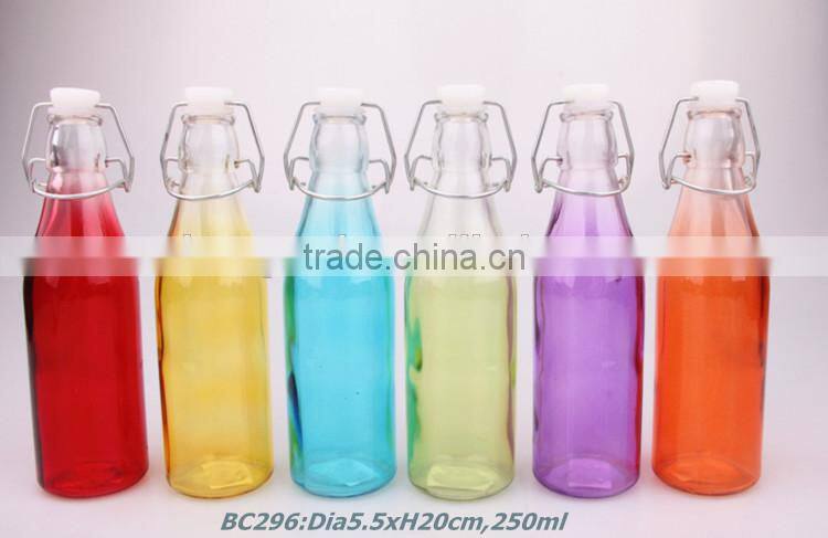 250ml glass milk bottle with sprayed color