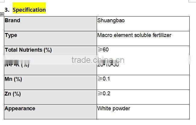 Foliar Fertilizer Micronutrients 20-10-30