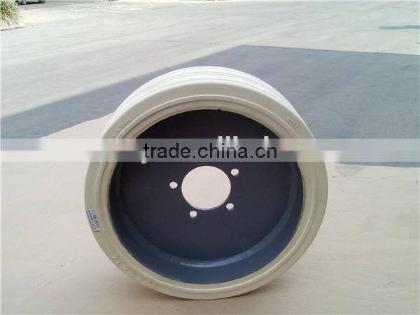 Mobile electric scissor lift work hydraulic lifting platform solid white tire with black rim