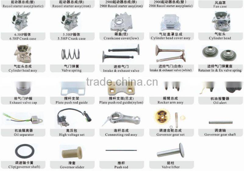 spare parts 6.5hp 168f 170f gx160 gasoline engine