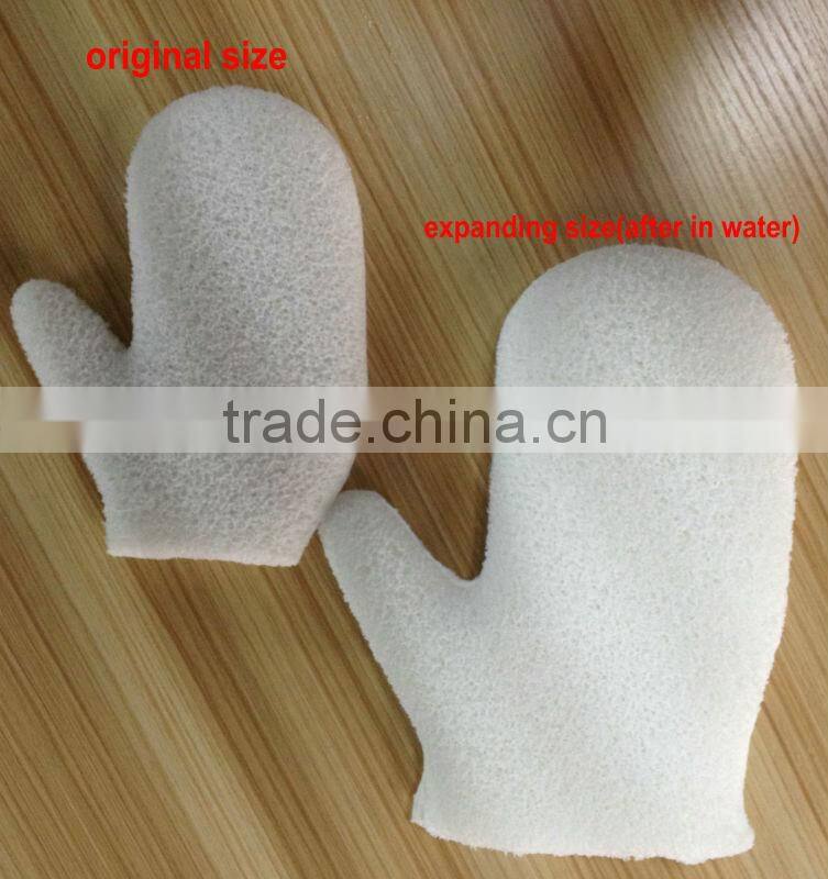 2015 New arrival latex free expanding bath sponge bath mitt