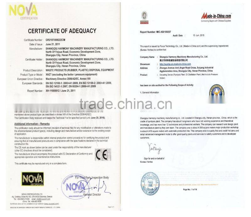 Environmental Pyrolysis Plant For Waste Tyres Recycle To oil continuously