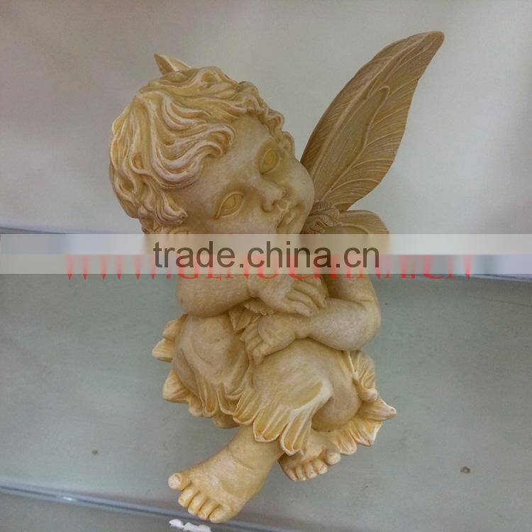cute polyresin angel with wing child statue