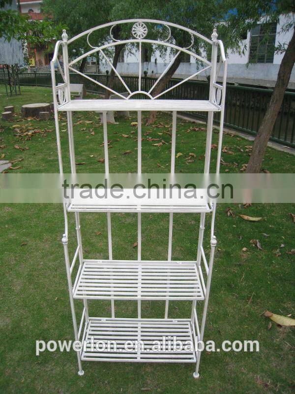 4 Tier Metal Shelf Plant Stand Antique White Outdoor and Indoor Patio Furniture