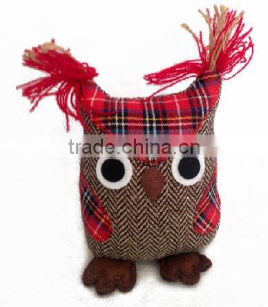 Store More Decorative Owl Woolen and Plaid Door Stopper - S Size