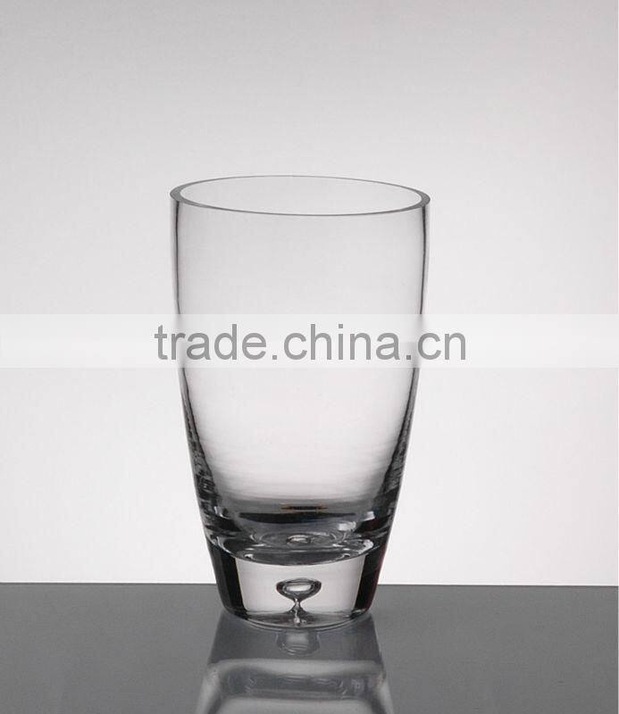 crackled slant top colored glass vase,glass vase slant top,glassware crackled