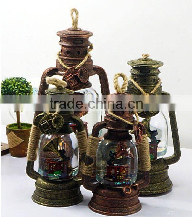Lantern lights resin antique mini phonograph antique snow globes