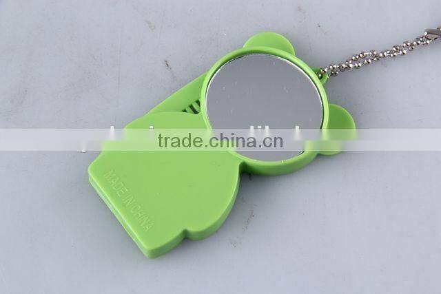 Animal shaped folding comb with mirror with hanging chain/hair brush
