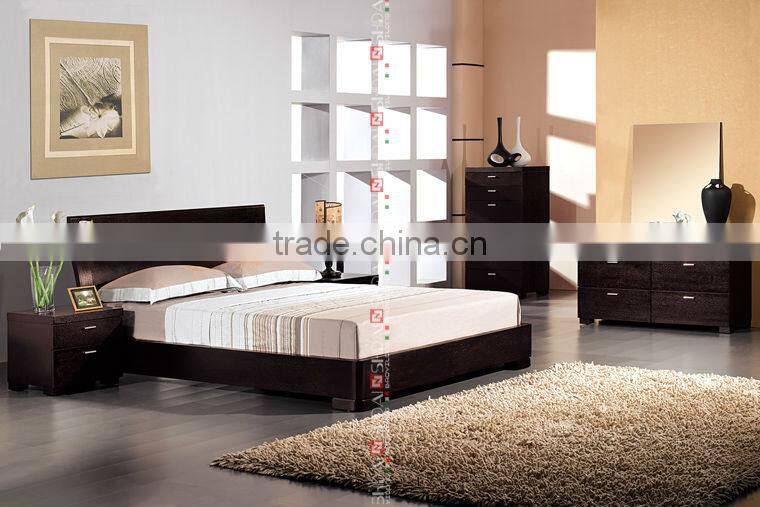 Chocolate Color Pictures Of Wood Double Bed B58
