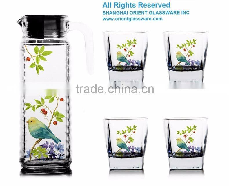 1000ml halloween/animal /fllower color printing jug and 6pcs cups set