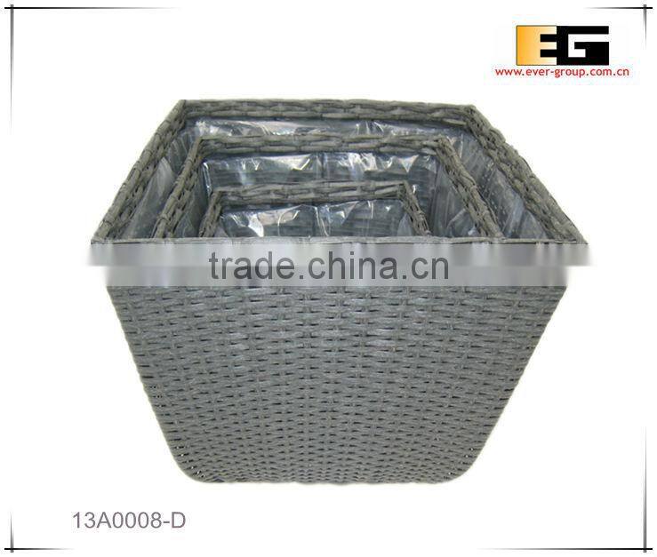 PE/Plastic rattan square with liner flower planter