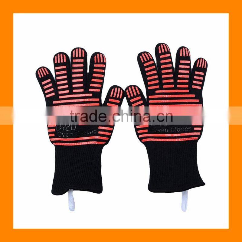 Heat Resistant Black with Red Silicone Flexible Cooking Baking BBQ Oven Grill Gloves Pan Holders Gloves