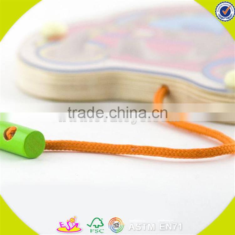 wholesale colorful baby wooden maze toy high quality kids wooden cart maze toy hottest wooden drag cart maze toy W11H014