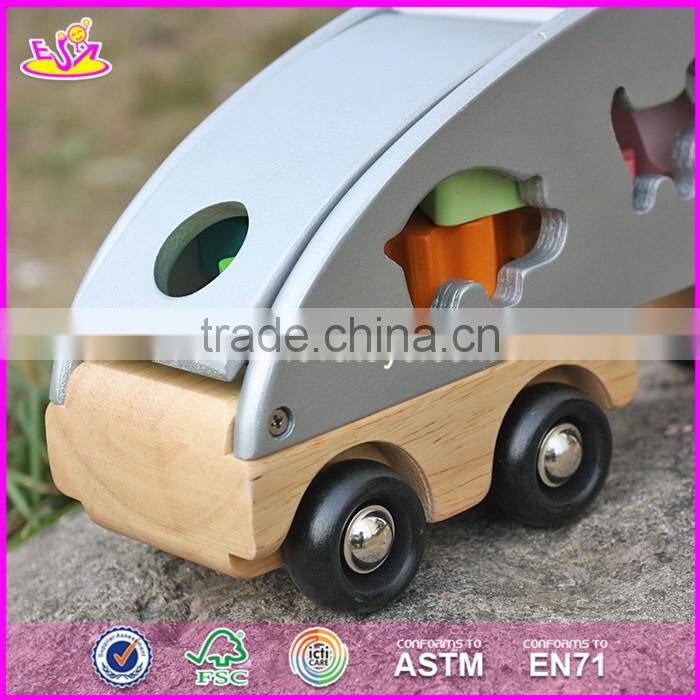 2017 new design educational toy blocks car kids wooden pull along toys W05C081