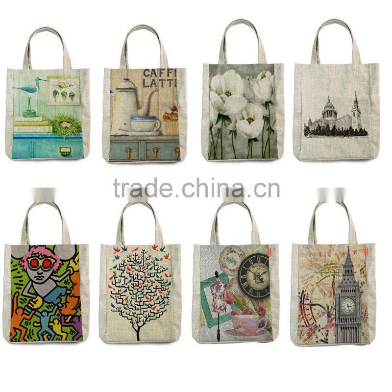 New Retro Vantage Coffee Latte Tote Bags Craft Bags Shopping Bags Cotton Linen