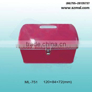 rectangular coin bank tin box tin can with lock