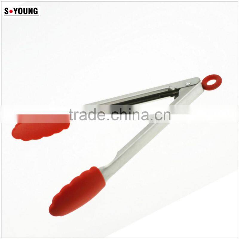 14015 Barbecue Grill Tongs Silicone Kitchen Serving Locking Food Tong