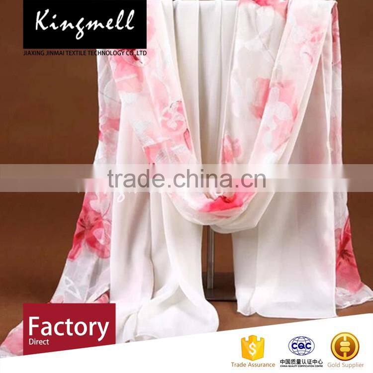 Custom-made fashion digital printed colorful silk chiffon scarf shawl